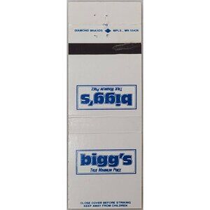 Matchbook Cover Bigg's Hypermarket Stores Cincinnati OH Denver CO Louisville KY